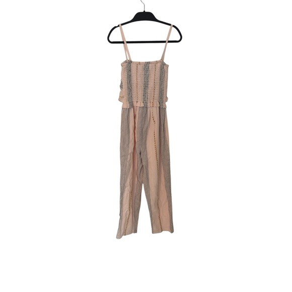 Saylor Anthropologie Joni Blush Gold Aztec One Piece Pants Jumpsuit Romper Small - Picture 3 of 5